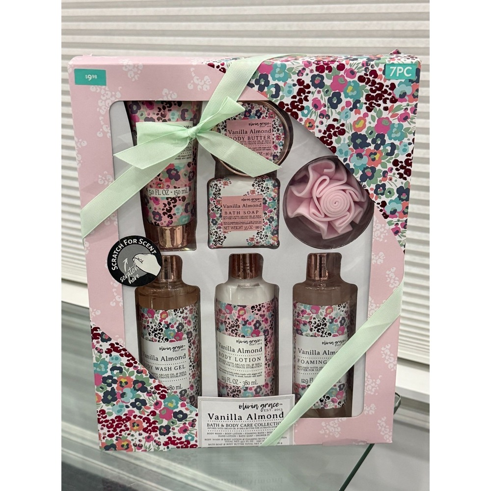 Olivia Grace Bath & Body Care Set NEW Vanilla Almonds 7 pcs